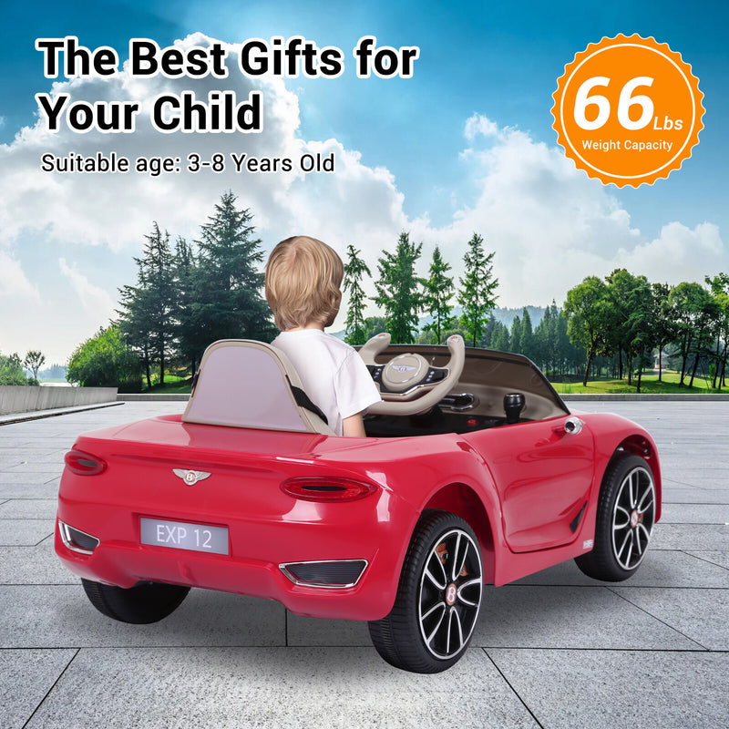 Red Bentley-Style 12V Electric Kids Ride-On Car with Remote Control and LED Lights Magic Cars 4