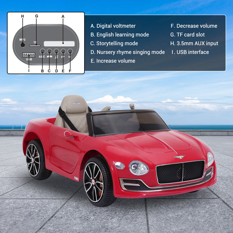 Red Bentley-Style 12V Electric Kids Ride-On Car with Remote Control and LED Lights Magic Cars 5