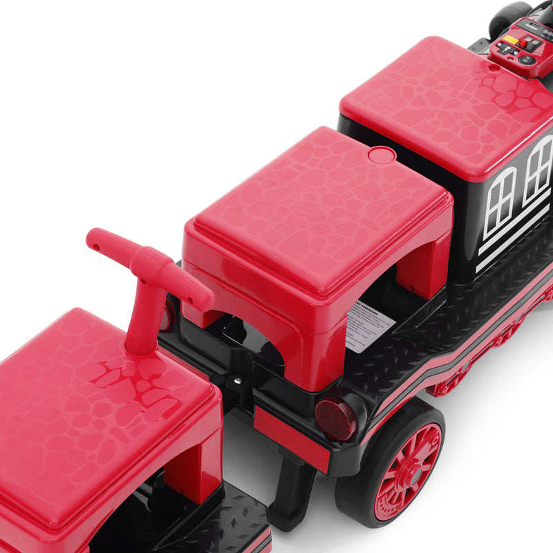 12V Electric 2-Seater Ride-On Train for Kids with Carriage, Music and Lights – Red and Blue Magic Cars 10