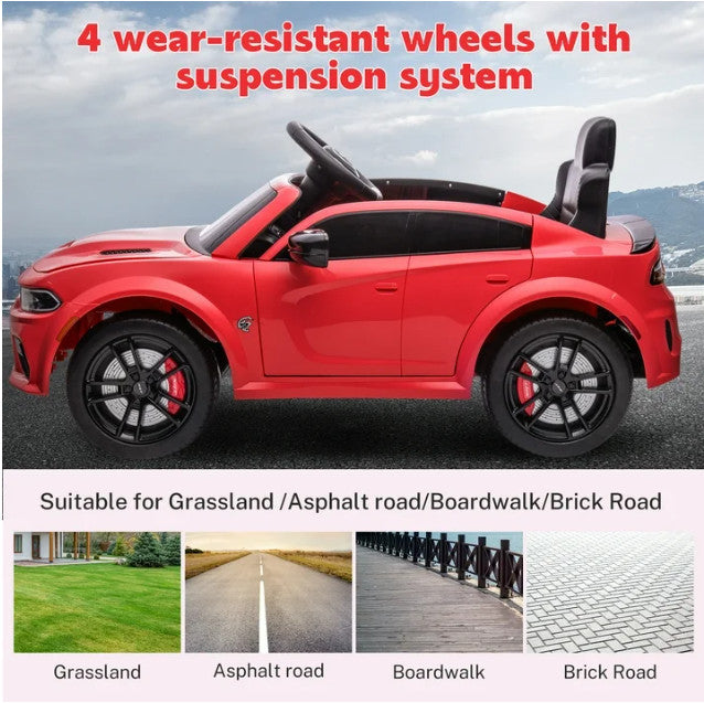 Red Electric Ride-On Car for Kids with Safety Belt, Parent Remote Control, and Music Magic Cars 1