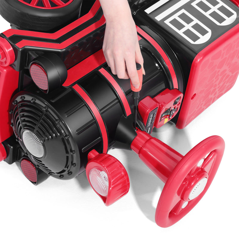 Large Red 12V Electric 2-Seater Kids Ride-On Train with Carriage, Music, Lights, and USB Magic Cars 9