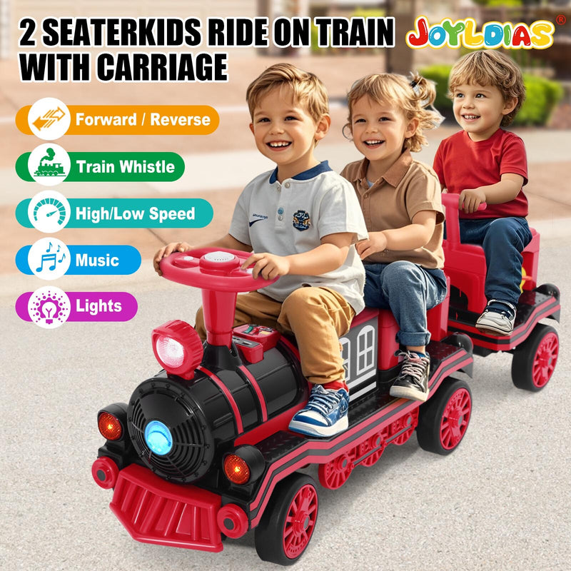 Large Red 12V Electric 2-Seater Kids Ride-On Train with Carriage, Music, Lights, and USB Magic Cars Variant 0