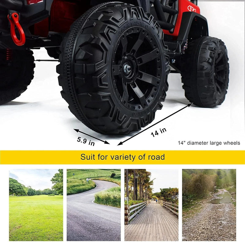 48.4" Red Electric Ride-On Truck for Kids with 12V Battery and Remote Control Magic Cars 3