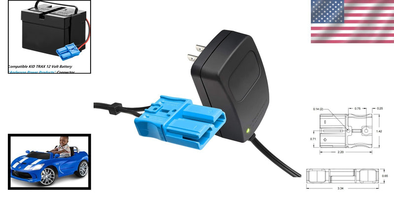 12V Reliable Charger for Kid Trax Dodge Viper and Beetle Ride-On Vehicles Magic Cars 1