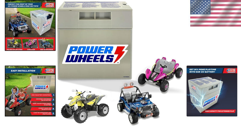 12V Rechargeable Replacement Battery for Power Wheels 00801-1869 & 00801-0638 Magic Cars 1