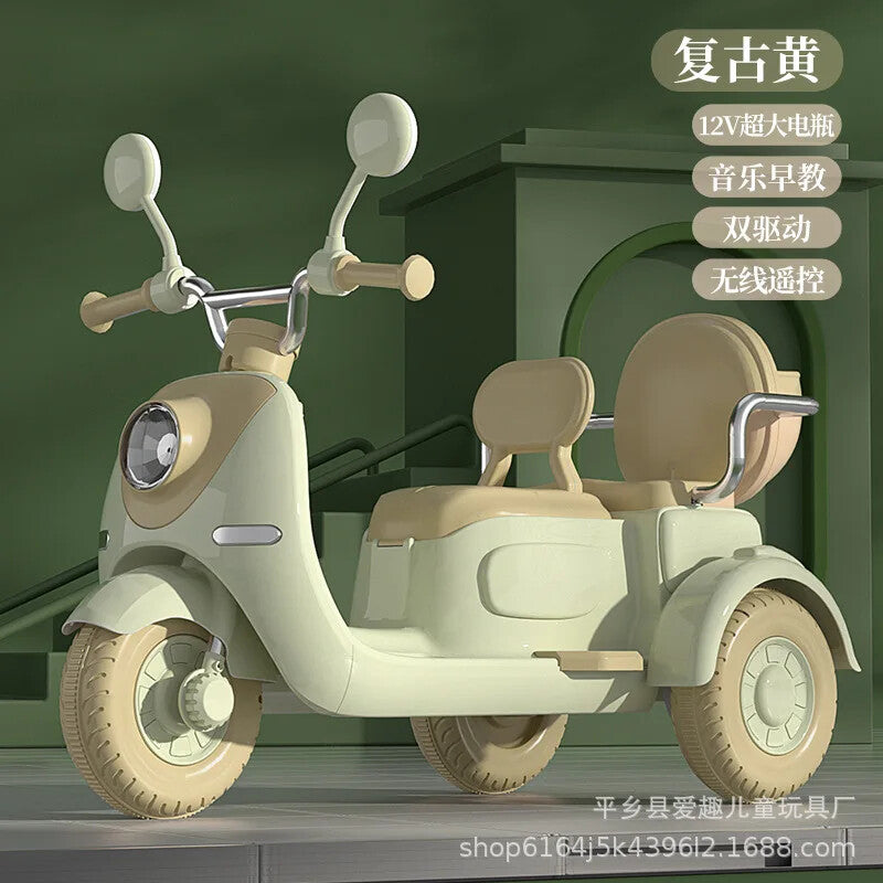Remote Control Two-Person Electric Three-Wheel Motorcycle Toy for Children Magic Cars 0