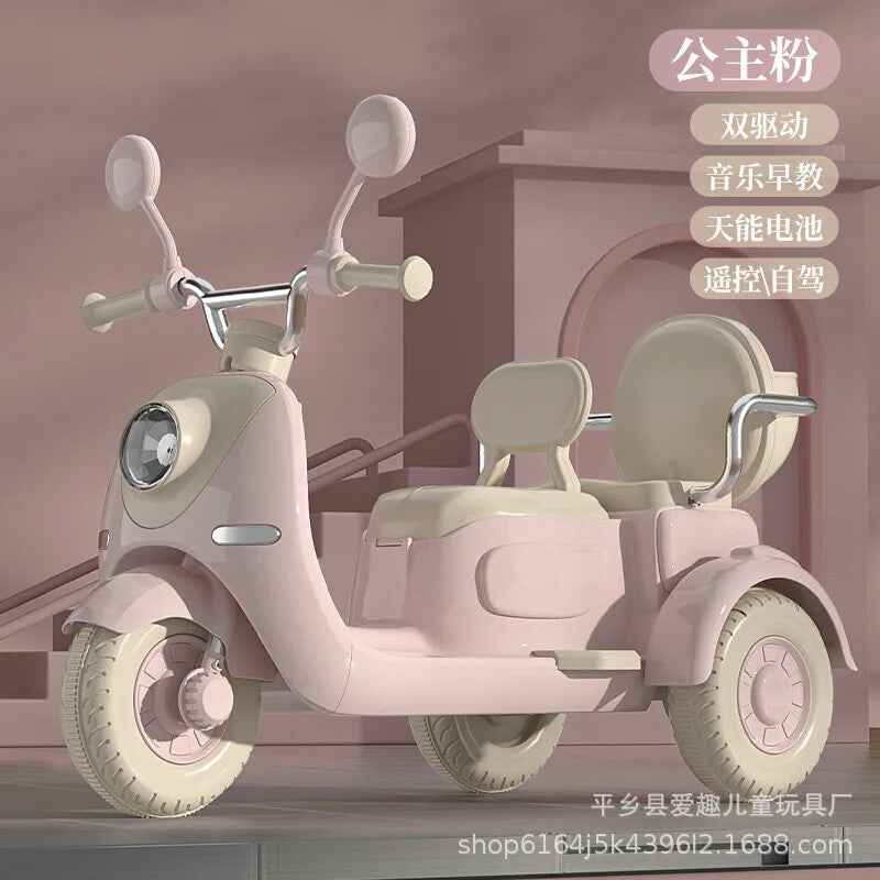 Remote Control Two-Person Electric Three-Wheel Motorcycle Toy for Children Magic Cars 2