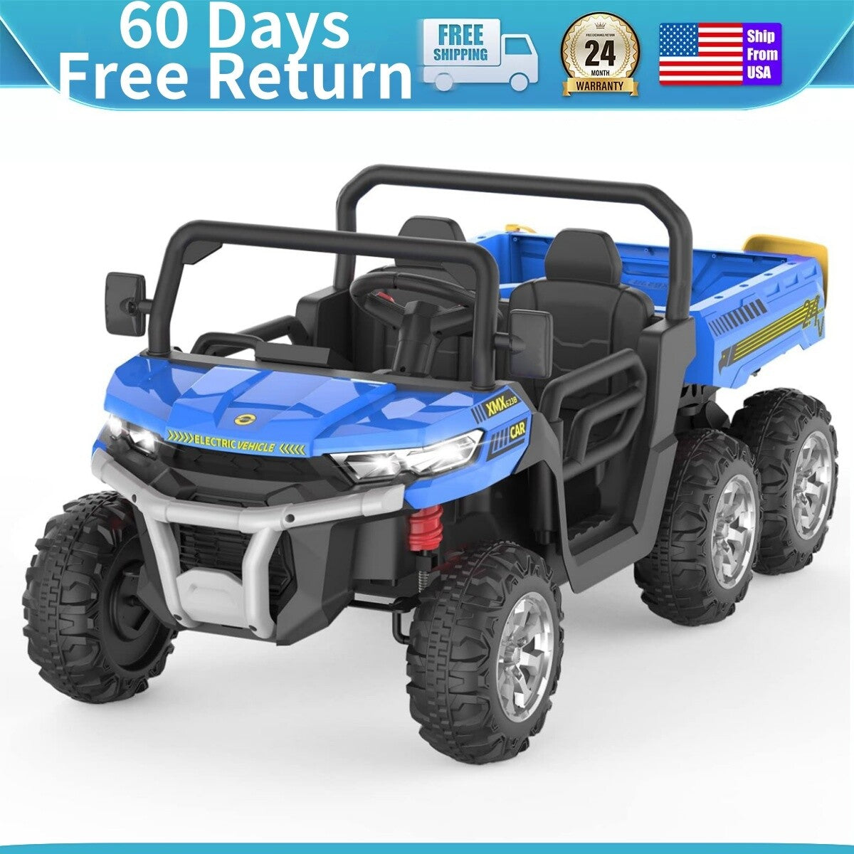 Remote Ride On Trucks Remote Control Electric 4WD Ride-On Dump Truck with 6 Wheels for Kids