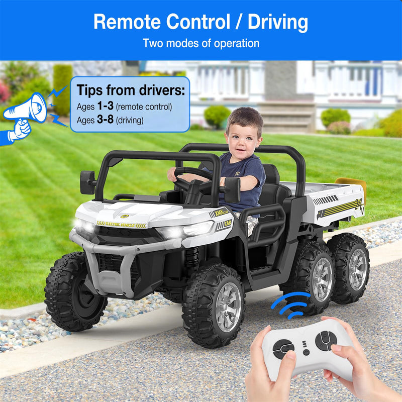 Remote Control Electric Ride-On Dump Truck Toy for Kids with Functional Dump Bed Magic Cars 3