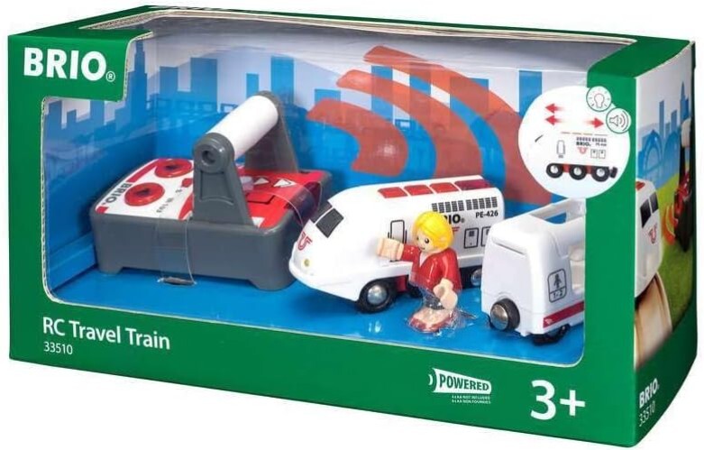 Remote Control Kids Toy Train with Light and Sound Compatible with Wooden Tracks Magic Cars 4