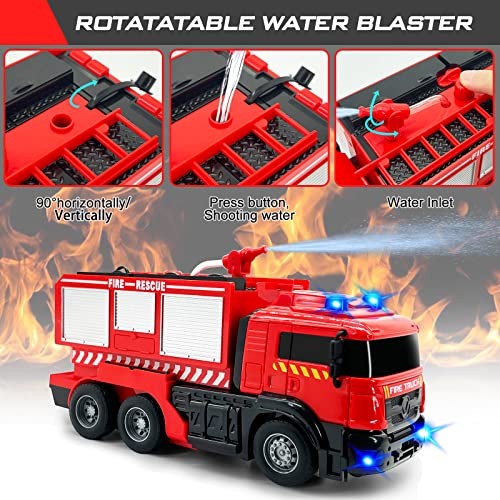 Remote Control Fire Truck Toy Set with LED Lights and Sound - 3 Small Fire Trucks Magic Cars 3