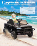Remote-Controlled RAM 12V Ride-On Truck with Spring Suspension and LED Music for Kids Magic Cars 2