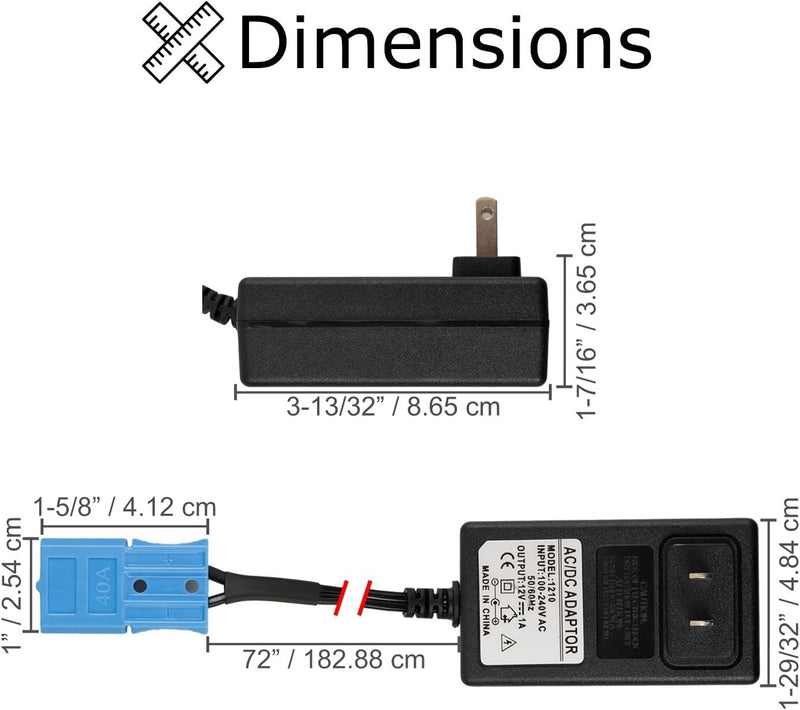 Replacement 12V Battery Charger for Kid Trax Ride-On Vehicle Lightweight and Compact Magic Cars 4