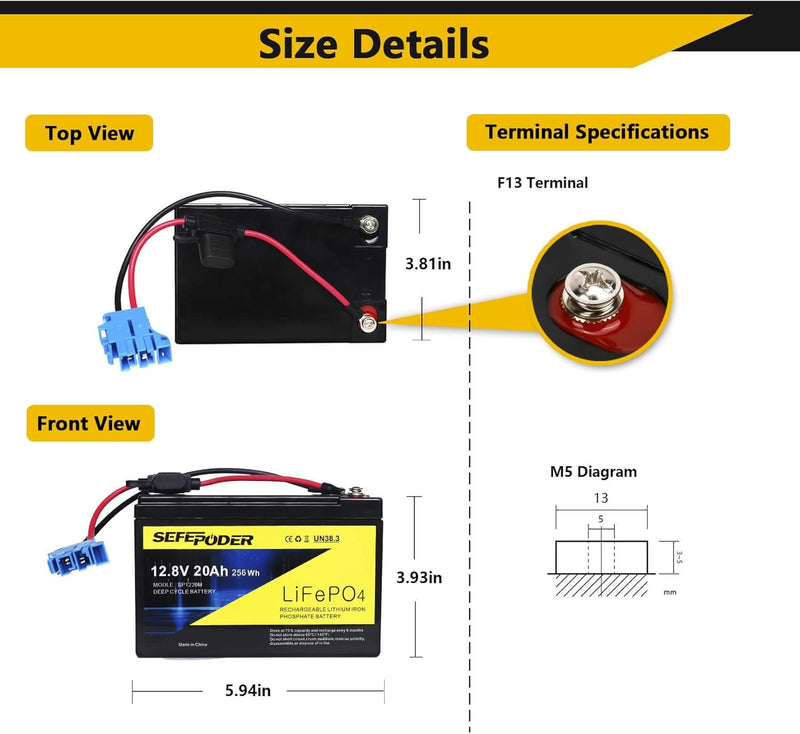 12V 20Ah Replacement Battery Compatible with Peg Perego Ride-On Toys Magic Cars 1