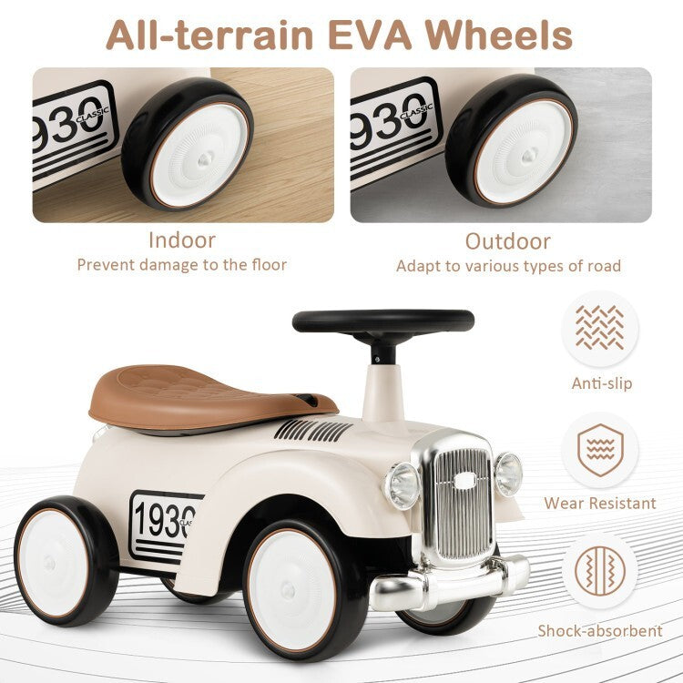 Retro Kids Ride-On Sit-to-Stand Vehicle with Working Steering Wheel and Music Magic Cars 7