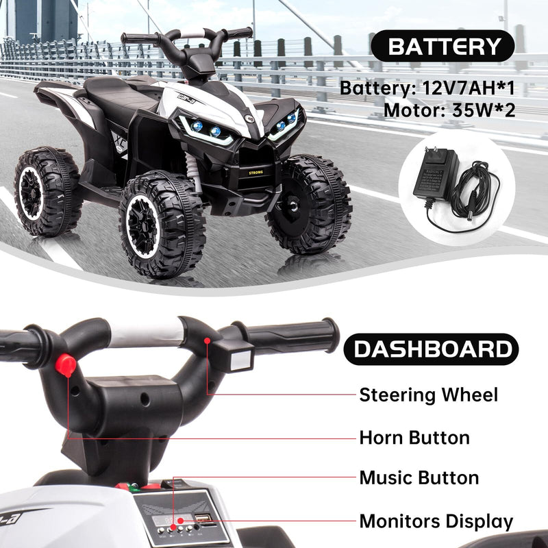 12V Battery-Powered Electric Kids ATV Quad with Remote Control Toy Vehicle Magic Cars 1