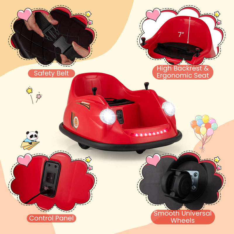 Kids Ride-On Bumper Car with Remote Control, 360-Degree Spin and LED Lights Magic Cars 4