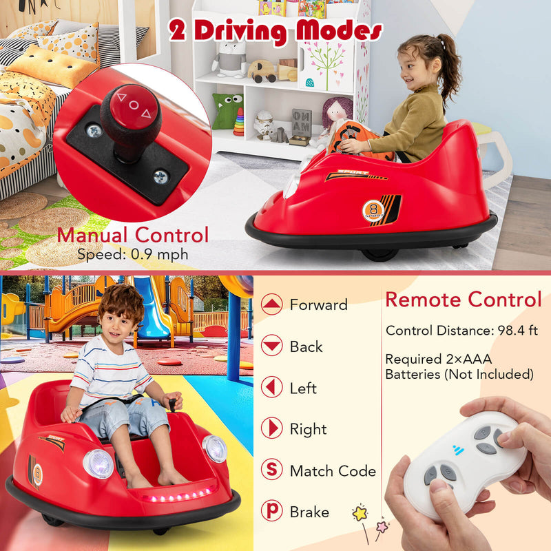 Kids Ride-On Bumper Car with Remote Control, 360-Degree Spin and LED Lights Magic Cars 5