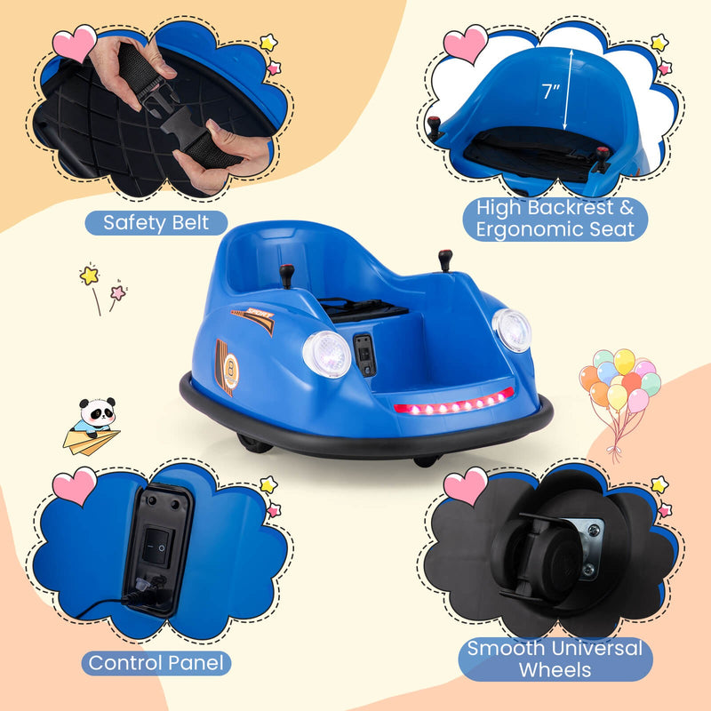 Kids Ride-On Bumper Car with Remote Control, 360-Degree Spin and LED Lights Magic Cars 4