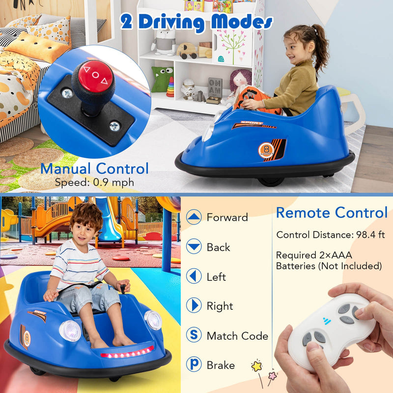 Kids Ride-On Bumper Car with Remote Control, 360-Degree Spin and LED Lights Magic Cars 5