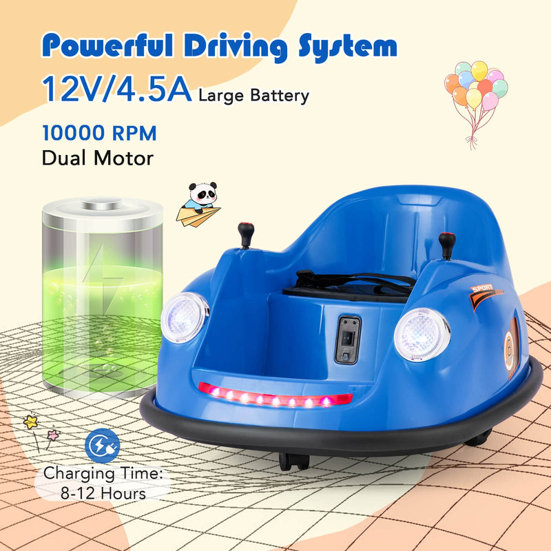 Kids Ride-On Bumper Car with Remote Control, 360-Degree Spin and LED Lights Magic Cars 7