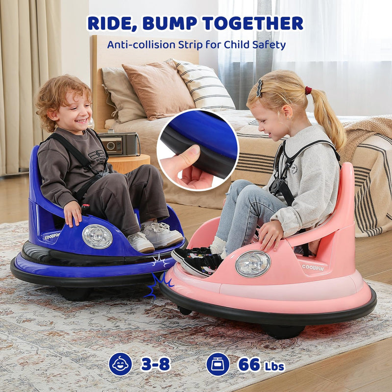 12V Ride-On Bumper Car for Toddlers with Parent Remote Control, 1.9 MPH Max Speed Magic Cars 2