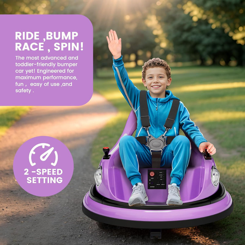 12V Ride-On Bumper Car for Toddlers with Parent Remote Control and 2-Speed Settings Magic Cars 4