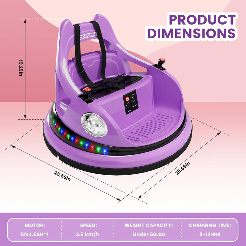 12V Ride-On Bumper Car for Toddlers with Parent Remote Control and 2-Speed Settings Magic Cars 6