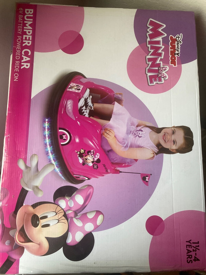 Ride-On Minnie Mouse Bumper Car with LED Lights for Toddler Girls Magic Cars 0