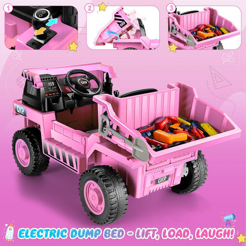 12V Electric Ride-On Dump Truck for Kids with Functional Dump Bed Magic Cars 3