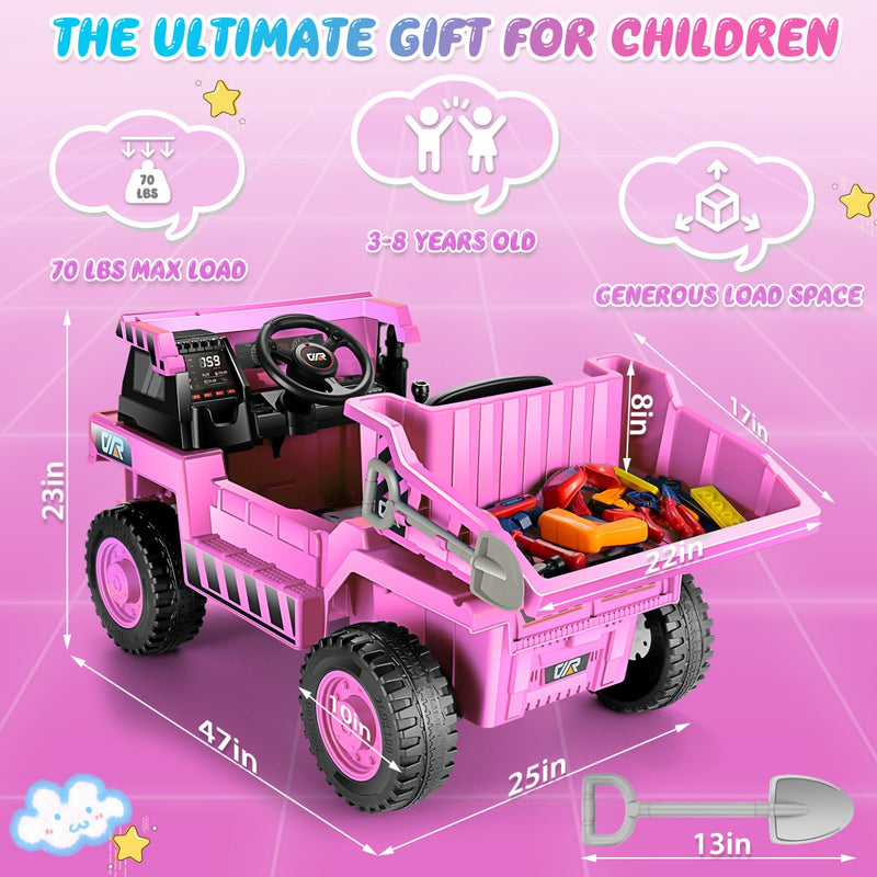 12V Electric Ride-On Dump Truck for Kids with Functional Dump Bed Magic Cars 7