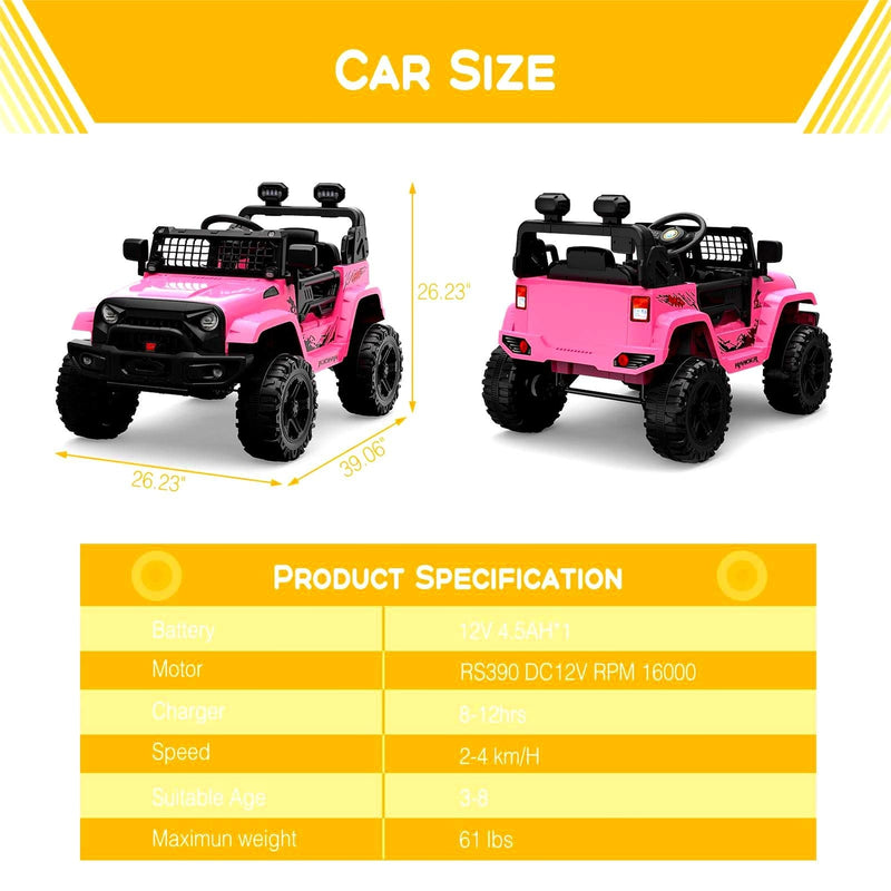12V Electric Ride-On Kid's Truck with Remote Control and Spring Suspension Magic Cars 13