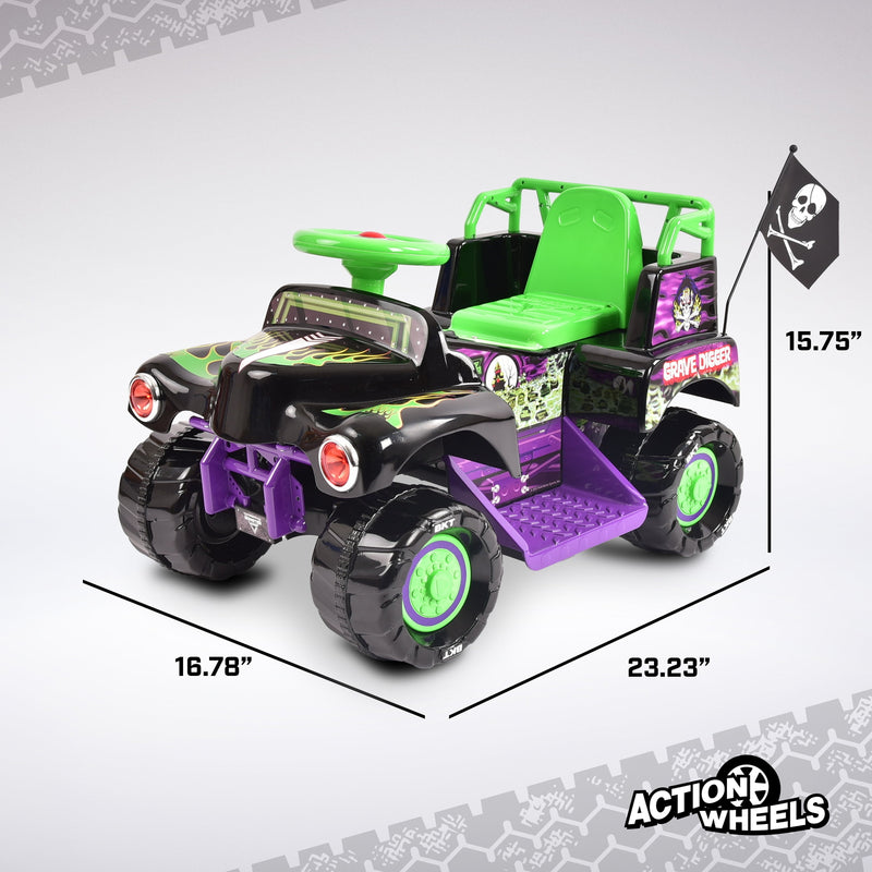 6V Ride-On Grave Digger Monster Truck with Graphics for Boys and Girls 18-36 Months Magic Cars 5