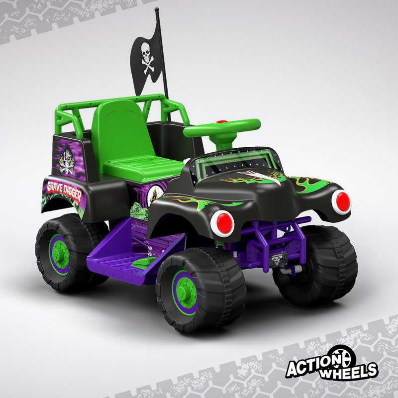 6V Ride-On Grave Digger Monster Truck with Graphics for Boys and Girls 18-36 Months Magic Cars 6