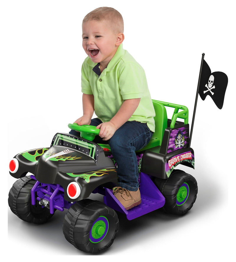 6V Ride-On Grave Digger Monster Truck with Graphics for Boys and Girls 18-36 Months Magic Cars Variant 0