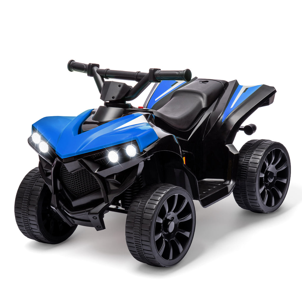Blue Rides For Kids Kids Blue Ride-On ATV with 1.8 MPH Max Speed, LED Lights, and Foot Ped