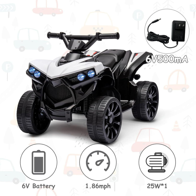 Kids Ride-On ATV with 1.8 MPH Max Speed, LED Lights, Foot Pedal, and Music Magic Cars 3
