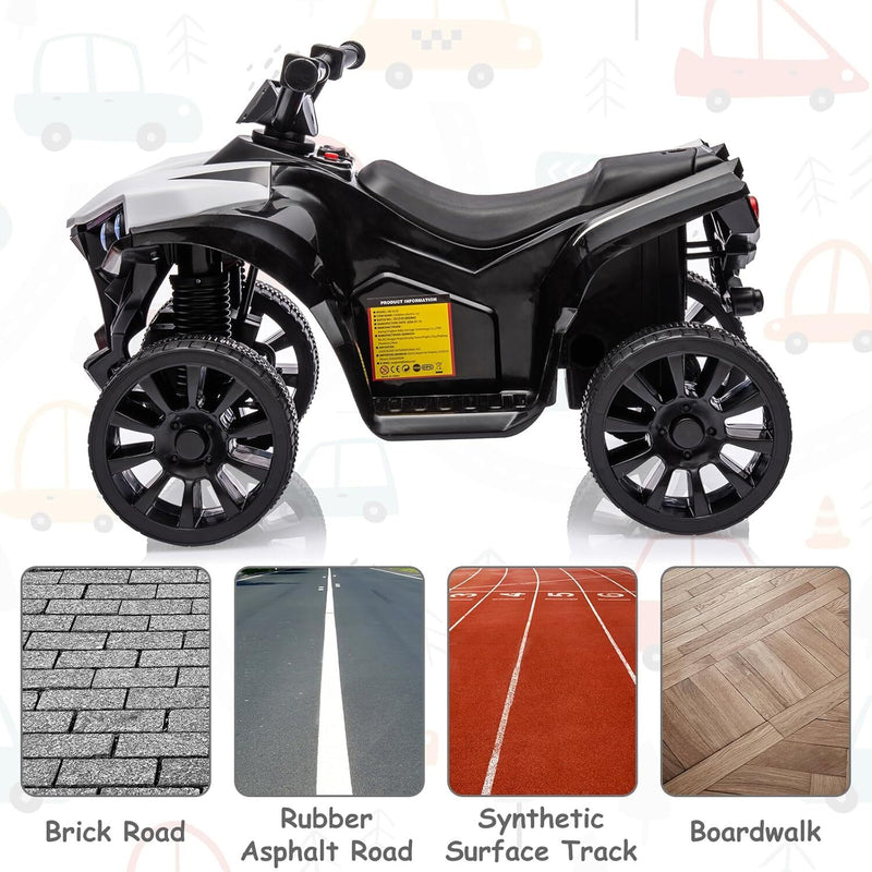 Kids Ride-On ATV with 1.8 MPH Max Speed, LED Lights, Foot Pedal, and Music Magic Cars 4