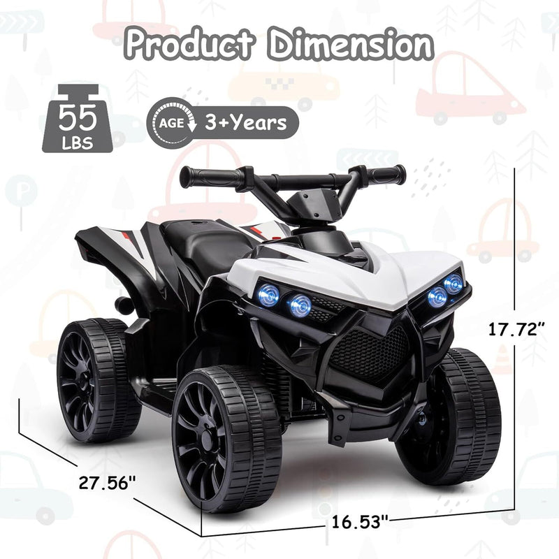 Kids Ride-On ATV with 1.8 MPH Max Speed, LED Lights, Foot Pedal, and Music Magic Cars 5