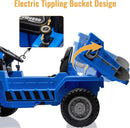 Kids Blue Ride-On Dump Truck with Remote Control and Extra Shovel Magic Cars 2