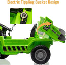 Green Ride-On Dump Truck with Remote Control and Extra Shovel for Kids Magic Cars 2