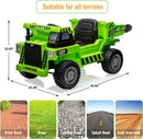 Green Ride-On Dump Truck with Remote Control and Extra Shovel for Kids Magic Cars 3