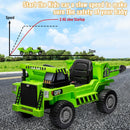 Green Ride-On Dump Truck with Remote Control and Extra Shovel for Kids Magic Cars 4