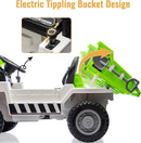 Kids Ride-On Green Dump Truck with Remote Control, Extra Shovel, and Music Features Magic Cars 2