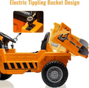 Orange Ride-On Dump Truck with Remote Control and Extra Shovel for Kids Magic Cars 2