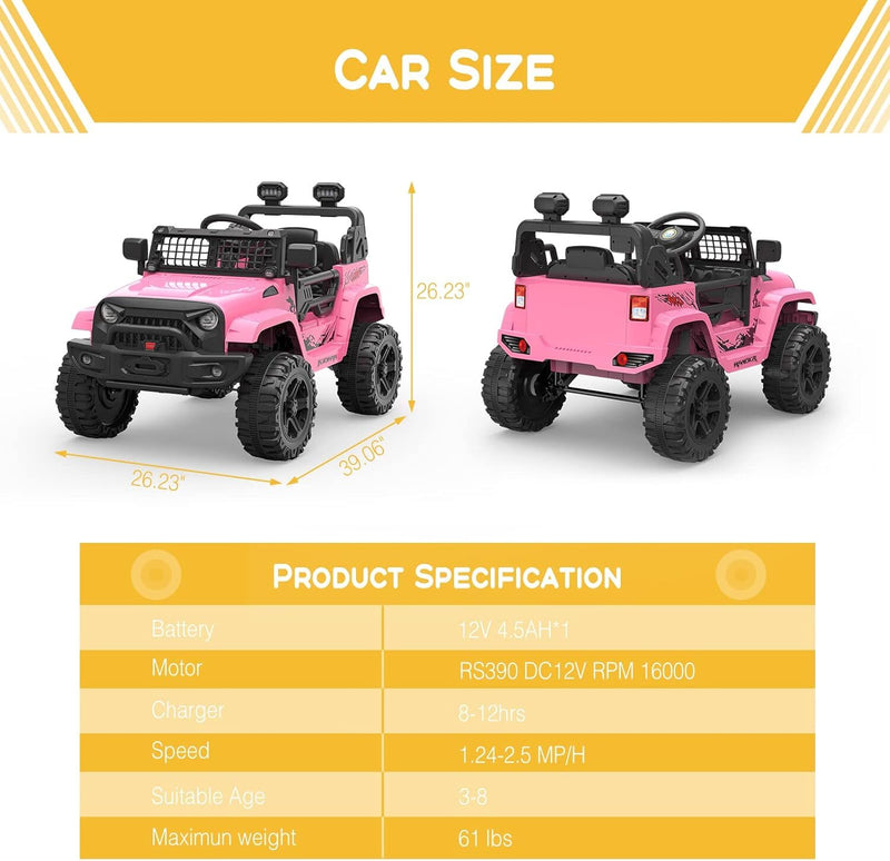 12V Battery Powered Electric Ride-On Truck for Kids Magic Cars 3