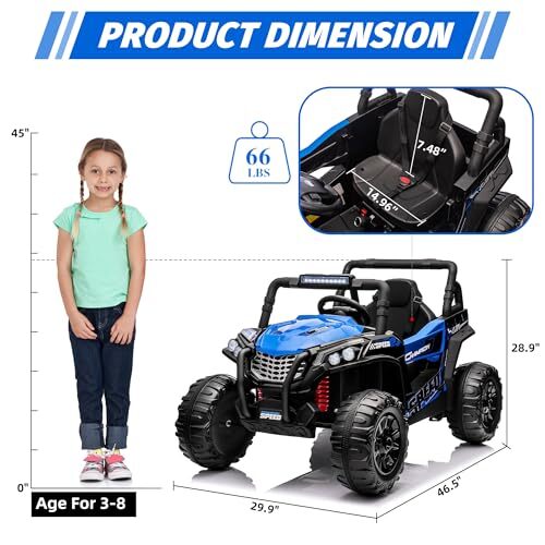 12V Kids Electric Ride-On Truck UTV with Wide Seat and Remote Control Magic Cars 4