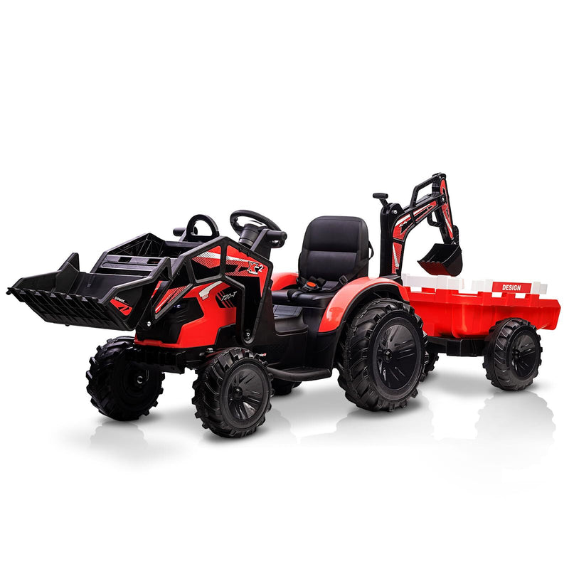 Electric Ride-On Excavator and Bulldozer Vehicle with Trailer for Kids Magic Cars 0