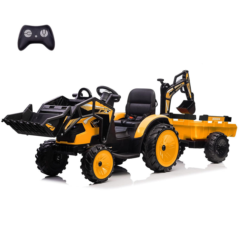 Electric Ride-On Excavator and Bulldozer Vehicle with Trailer for Kids Magic Cars 15