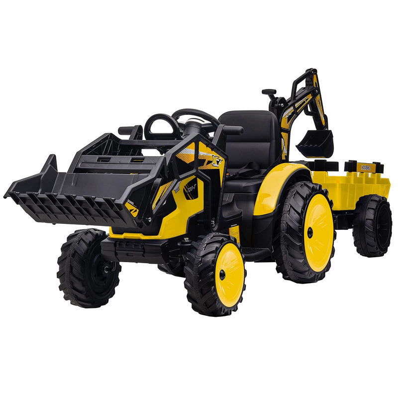 Electric Ride-On Excavator and Bulldozer Vehicle with Trailer for Kids Magic Cars 17
